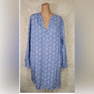 NWT Sigrid Olsen 💯 Linen Indigo Blue White Floral Tunic S